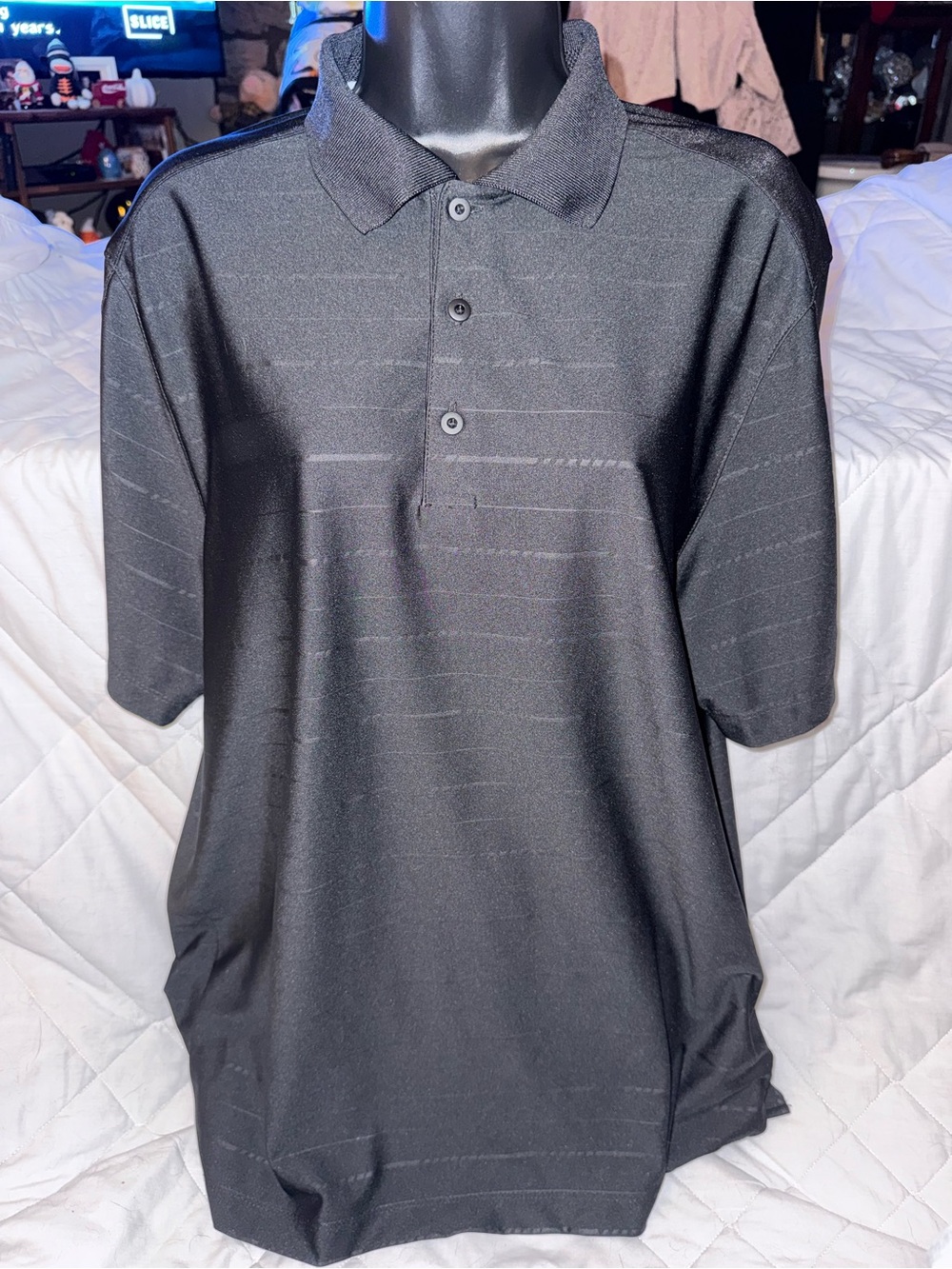 Snake Eyes Golf Dry-18 black tonal striped Polo